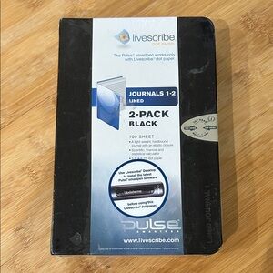 Livescribe Dot Paper Lined Journals 1-2 Hard Cover Black 2 Pack Pulse Pen SEALED